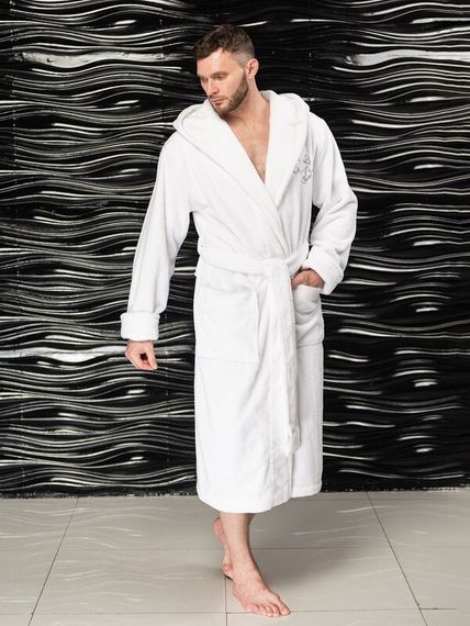 Халат мужской STEVEN с капюшоном Белый "Polens"