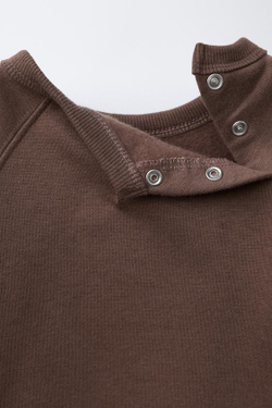 ZARA КОМБИНЕЗОН ИЗ ФУТЕРА С ВЫШИВКОЙ «МИШКА», КОРИЧНЕВЫЙ