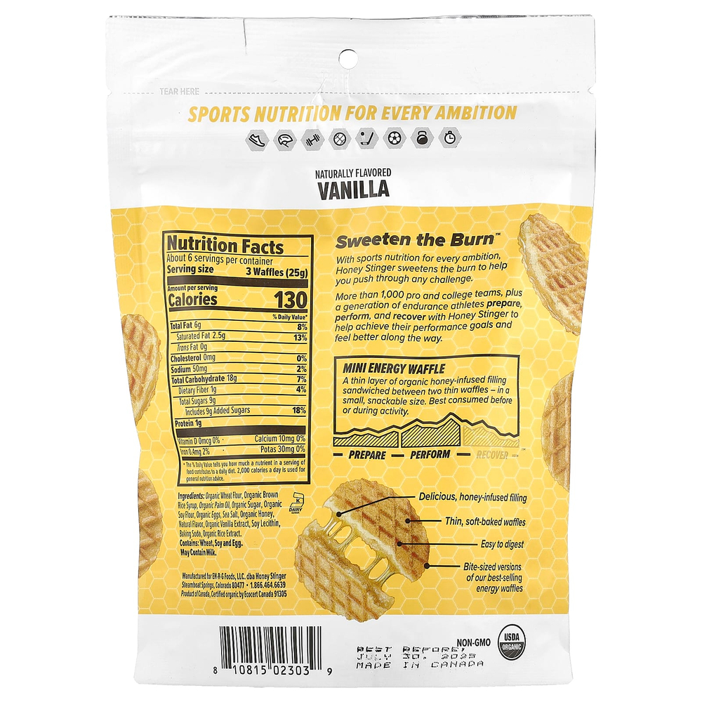 Honey Stinger, Energy Waffles, ваниль, 150 г (5,3 унции)