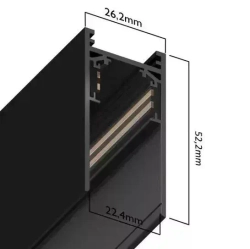Трековая система освещения для натяжных потолков MAGNETIC S20 48V Чёрный шинопровод алюминиевый четырех-контактный низковольтный 4TRA 57x55x1500mm IP20 1.5 м. торцевые заглушки в комплекте