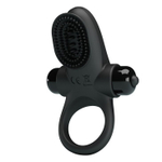 Черное эрекционное виброкольцо в клиторальной щеточкой Vibrant Penis Ring II