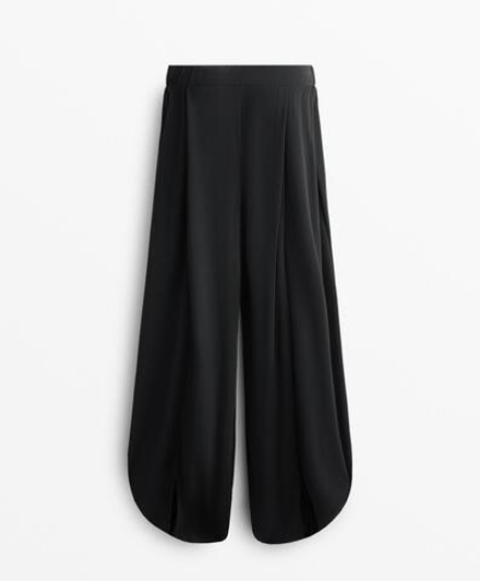 OYSHO Широкие брюки из смесового модала, черный