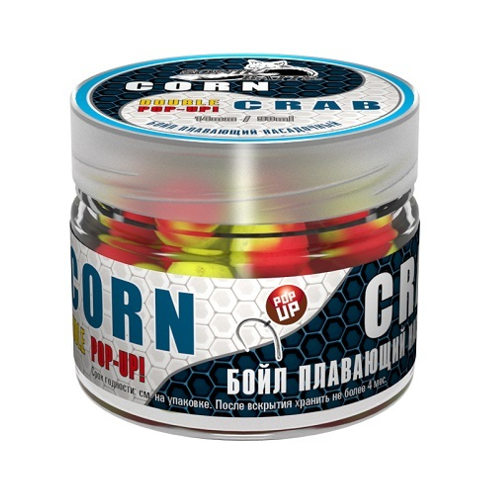 Бойлы насад. плав. двух цв. Sonik Baits CORN-CRAB Fluo Pop-ups 14мм 90мл
