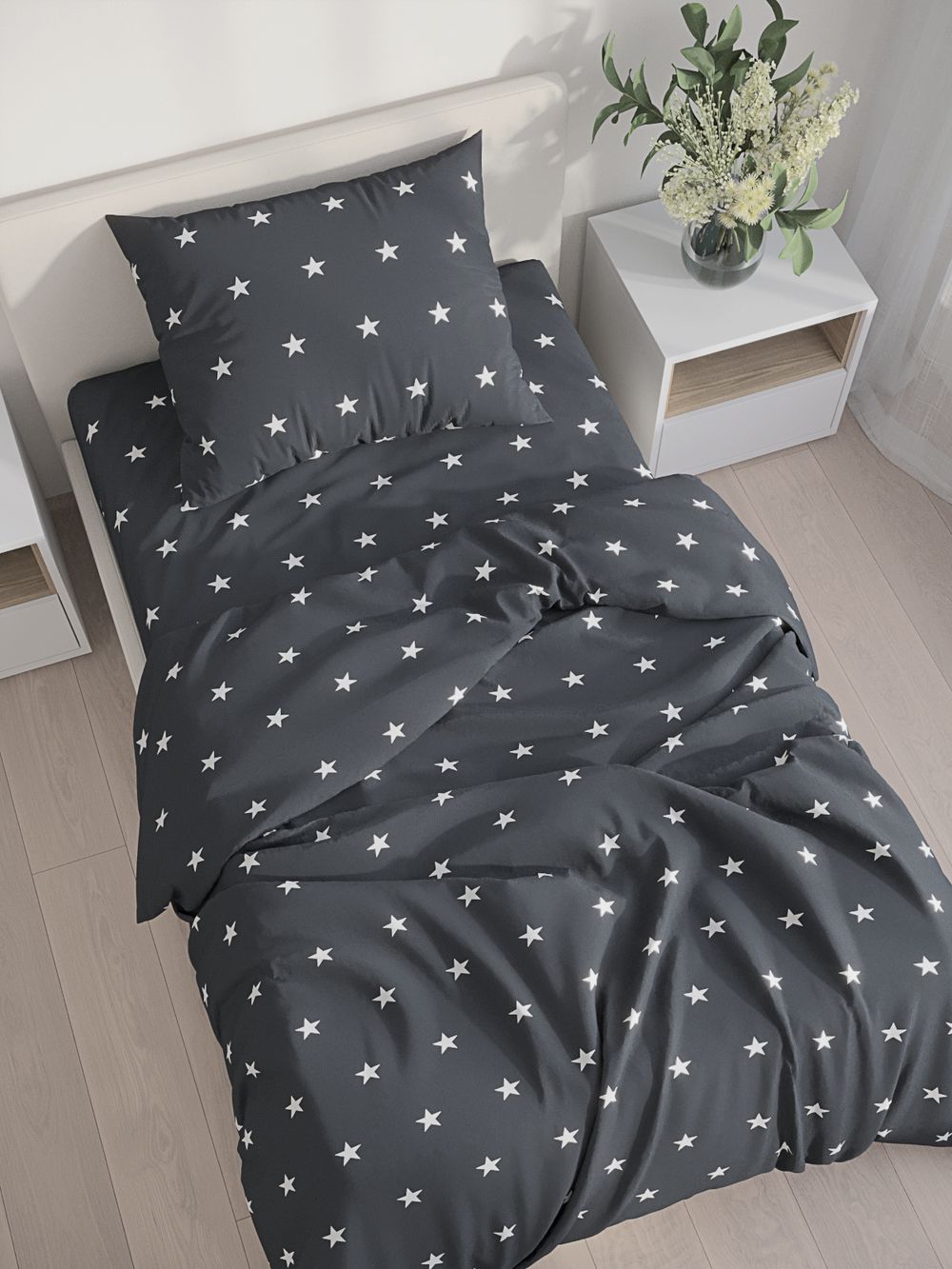 Постельное белье Сказка "Альтаир" 1,5-сп Наволочка 50х70 см 1 шт Простынь 150х215 см Пододеяльник 145х215 см, поплин