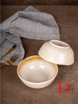 Тарелки 2 салатника глубокие для супа охра фарфор 15 см