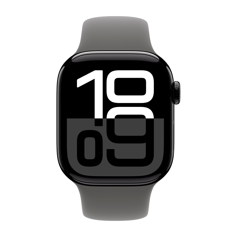 Умные часы Apple Watch Series 10 GPS, 42mm, Jet Black Aluminium Case with Sport Band M/L, Stone Gray (Черный)
