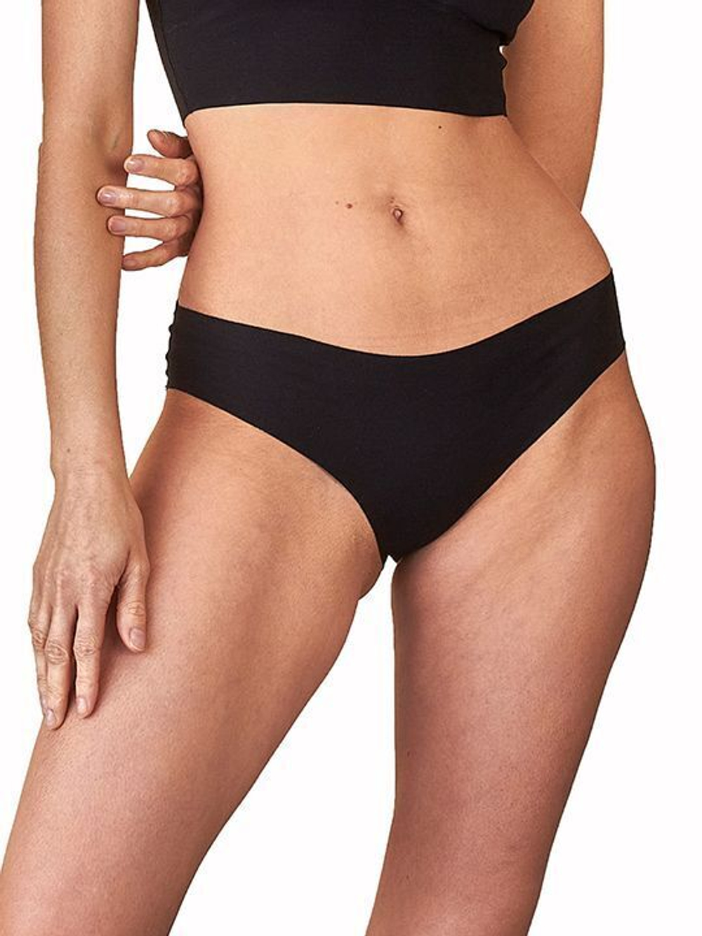 Бесшовные трусы-слипы с фигурным срезом (Размер: XL) (Цвет: черный)