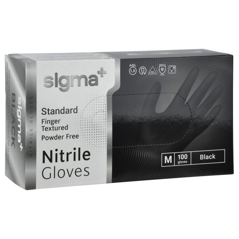 Перчатки одноразовые SIGMA нитрил Standart М черные 100 шт/уп 10 уп/кор