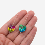 Кристалл-сердце с продольным отверстием оттенок "Закат в тропиках", 14мм