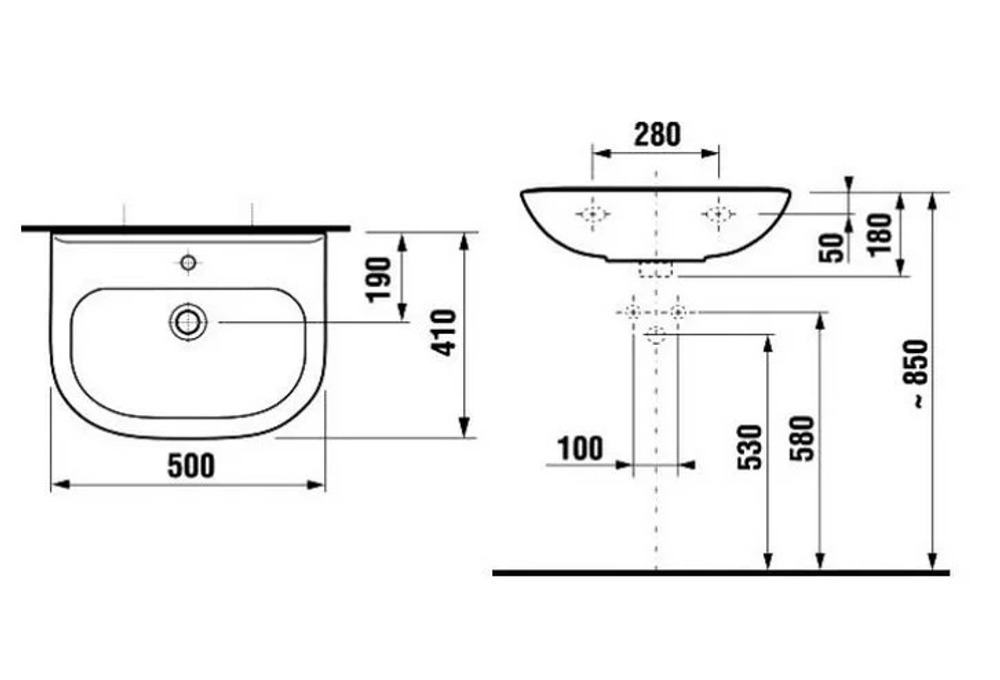 8106110001049 Раковина Olymp New 50х41, 1 отв. для смесителя, кор.