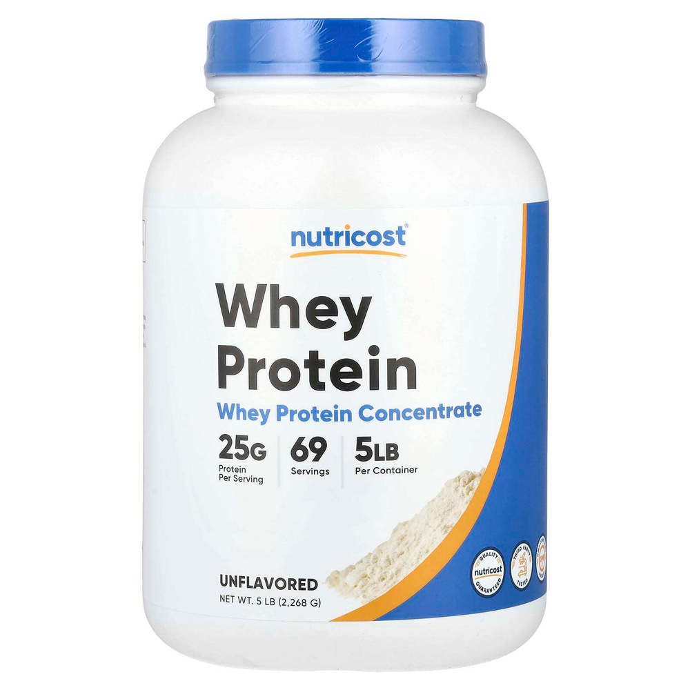Nutricost, Концентрат сывороточного протеина, без добавок, 2268 г (5 фунтов)