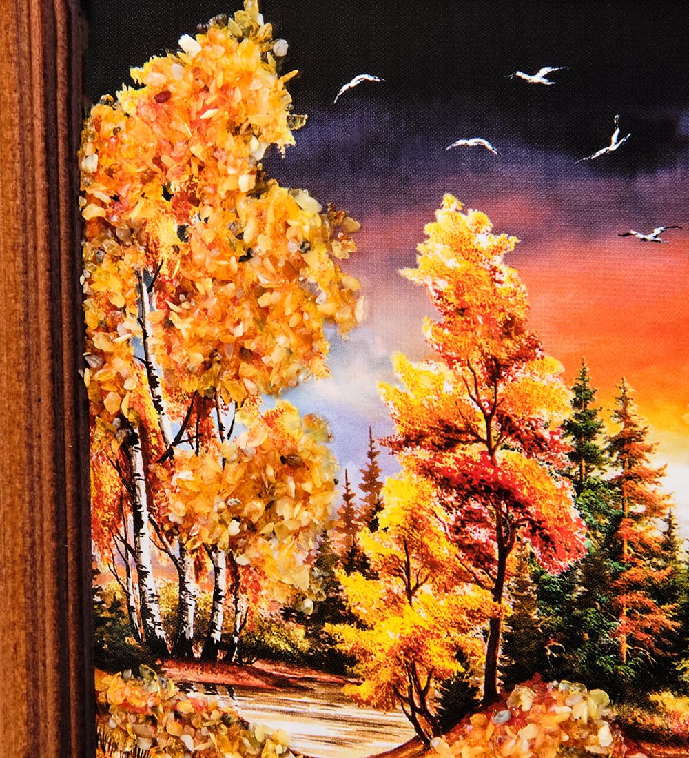 AMB-74/49 Картина «Красота природы» (с янтарной крошкой) дер.краш.рамка 12х15