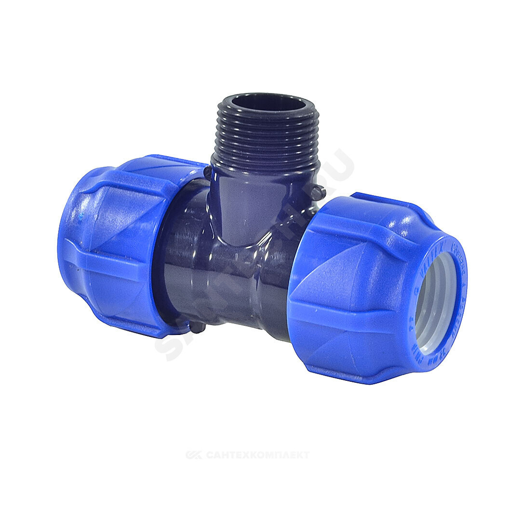 Тройник компрессионный ПЭ Дн 20х1/2"х20 НР Ру16 VALFEX 1210022001220