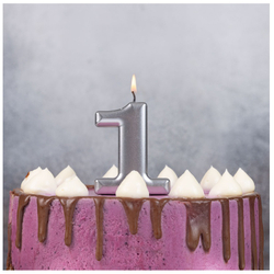 Свечи-цифры Серебряные, 8 см.