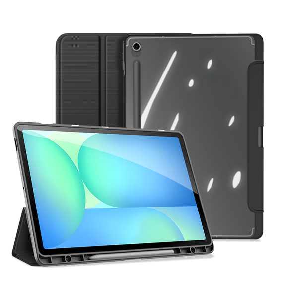 Чехол книжка черного цвета от Dux Ducis для Samsung Galaxy Tab S10 FE Plus, серия Toby Series Case, с функцией пробуждения и сна