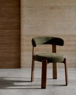 Granite Стул на 4 ножках из зеленого шенилла и массива ясеня в отделке орех