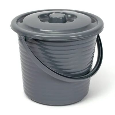 Ведро пищевое с крышкой рифленое RUNIS 9 л, пластик, графит