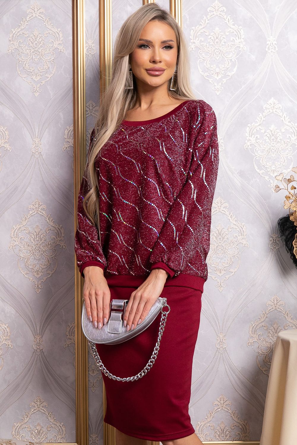 Костюм с юбкой Совершенство форм (бордовое) К14835-10М LT Collection