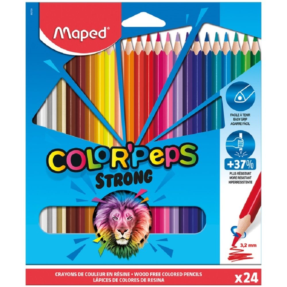 Карандаши пластиковые цветные трёхгранные 24цв. Maped Color'Peps Strong