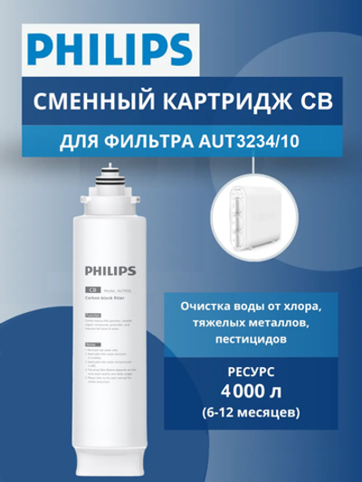 Картридж механической очистки AUT806/10 (угольный пост-фильтр) для системы фильтрации Philips AUT3234/10