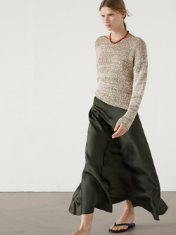 Massimo Dutti Меланжевый свитер из смесового хлопка, зеленоватый