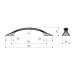 Ручка-скоба 96мм, отделка чернёное серебро + лазурит