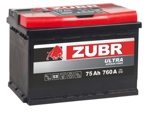 Аккумулятор 6СТ-75 А.ч., п.п., L+ ZUBR ULTRA