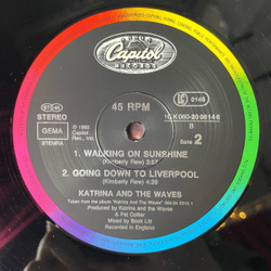 Винтажная виниловая пластинка LP Katrina And The Waves Walking On Sunshine (Extended Mix) (Germany 1985) Maxi Single 45 RPM