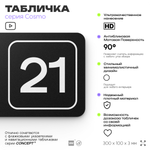 Таблички с номером помещения "Помещение №21", номер на дверь, 30 х 10 см, серия COSMO 3010, черная, Айдентика Технолоджи