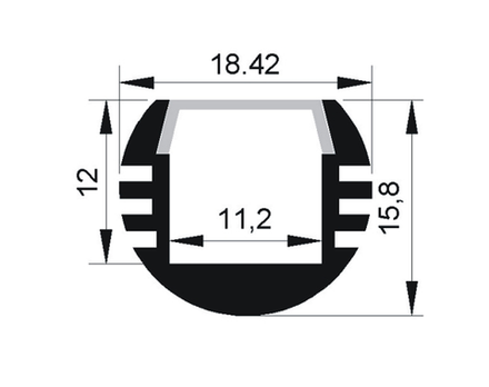 Профиль алюминиевый для монтажа светодиодной ленты PAL IP20