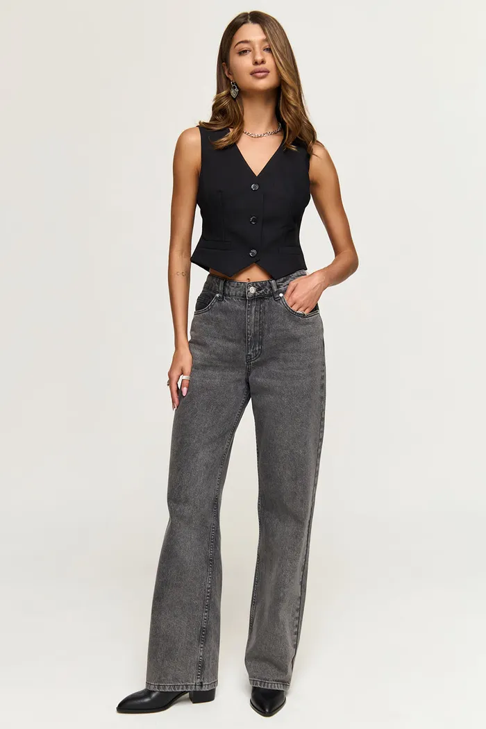 Джинсы wide leg серого цвета