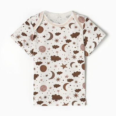 Фуфайка (футболка) детская цвет молочный/звезды р. 74 10243044 (Юниор Текстиль), 1 шт.