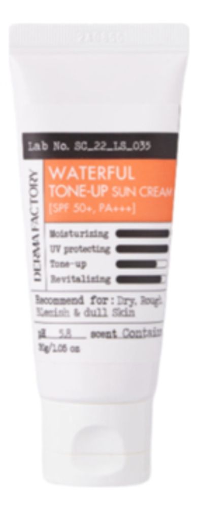 Крем солнцезащитный увлажняющий Derma Factory  Waterful tone-up sun cream SPF 50+ PA+++, 50мл