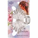 Заколка - краб для волос на блистере «LAVITA», бантик, цвет серебро и золото, 6,6*4см