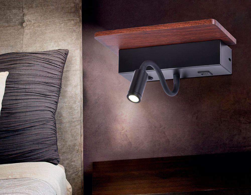 Ambrella Настенный светодиодный светильник с выключателем, USB портом и полкой Wall FW291