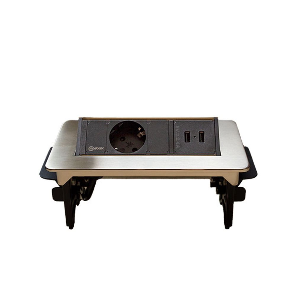 Блок розеток 47 Полуавтоматический, 191х93мм, 1 розетка + 2 USB, Серый металлик купить Казахстан