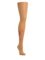 Колготки с принтом в виде необычного одуванчика на правой ножке (Размер: S-M-L) (Цвет: бежевый)