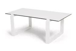 "Варадеро" журнальный стол из HPL 110х60 H43, каркас алюминий белый муар, цвет столешницы "молочный"