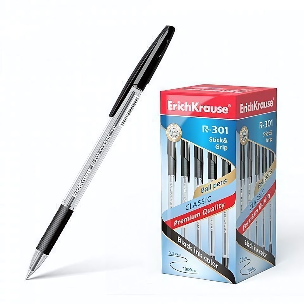 Ручка шариковая 1 мм, черная &quot;R-301 Classic Stick&amp;Grip&quot; (ErichKrause)