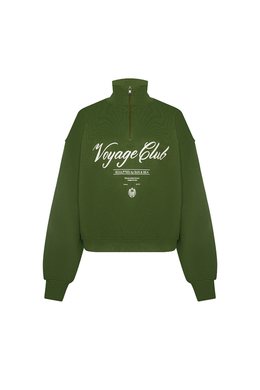 Свитшот на короткой молнии с принтом Тёмно-зелёный