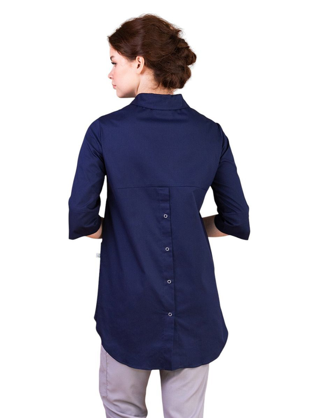 Рубашка медицинская женская на кнопках Тезис TZ450, темно-синий, 46
