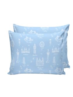 Постельное белье перкаль Сказка "Биг Бен/Биг Бен" 2-спальное Наволочка 50х70 см 2 шт Простынь на резинке 160x200 см Пододеяльник 175x215 см