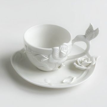 Чайная пара объемная с розой, 230 мл