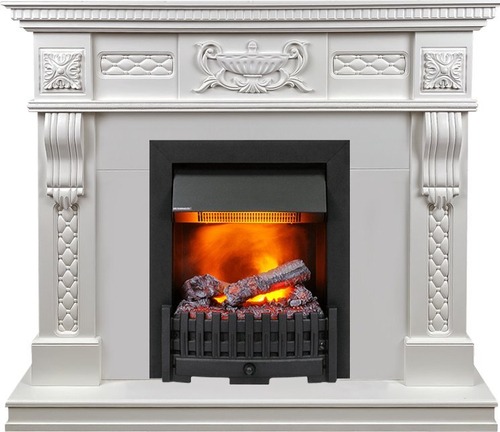 Каминокомплект Corsica - Матовый белый (Ширина 1100) с очагом Danville Black FB2