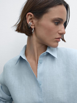 Massimo Dutti Рубашка из струящегося 100% льна, небесно-голубой