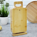 Набор досок разделочных 5 предметов (4 доски 230*150*8мм, подставка 32см) №11, бамбук