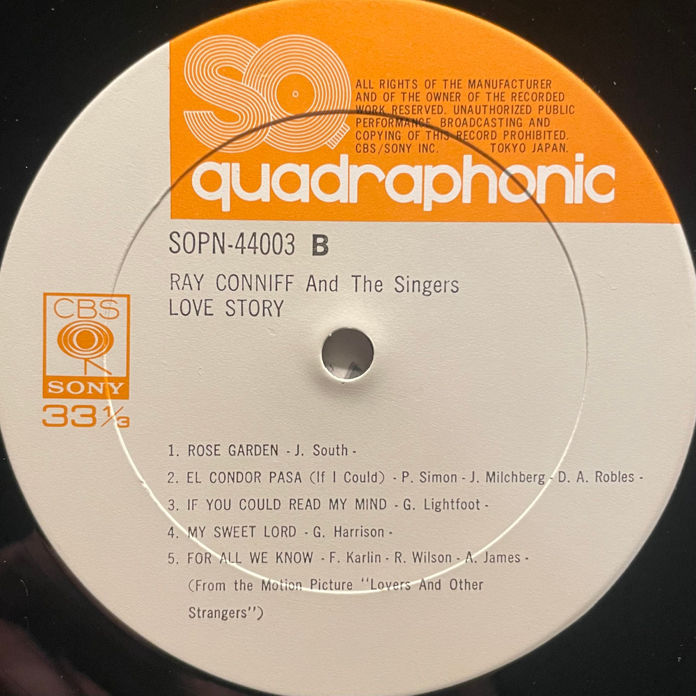 Ray Conniff And The Singers ‎– Love Story (Япония)