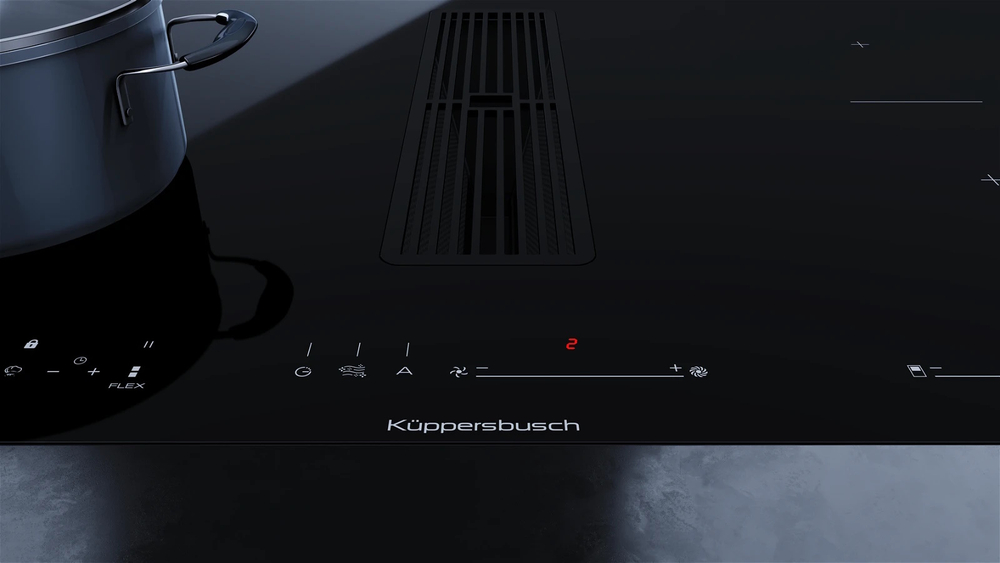 Индукционная варочная панель с вытяжкой Kuppersbusch KMI 8590.0 SR Black Velvet