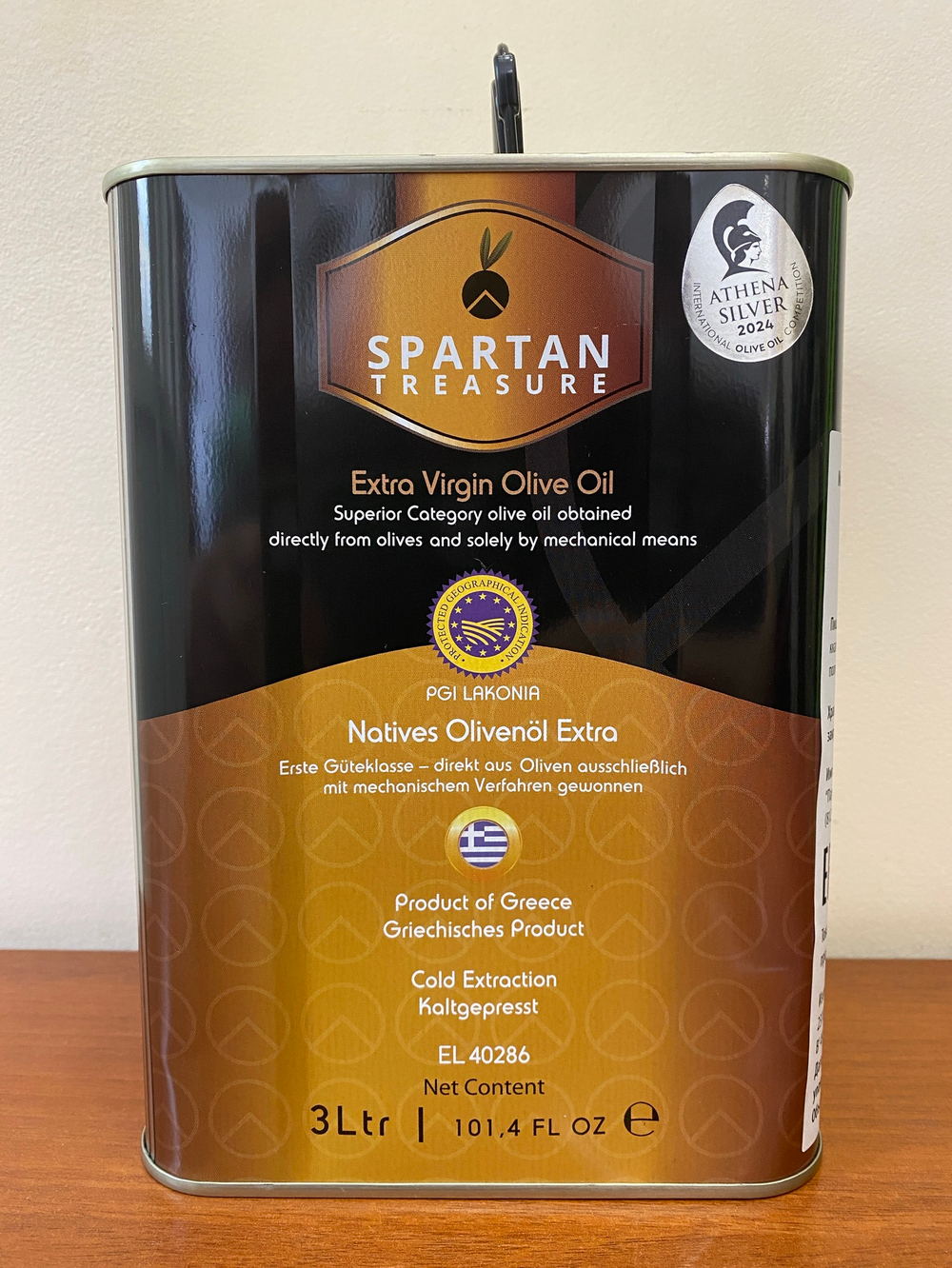 Оливковое масло греческое SPARTAN TREASURE P.G.I. Lakonia Extra Virgin, 3 литра, Греция
