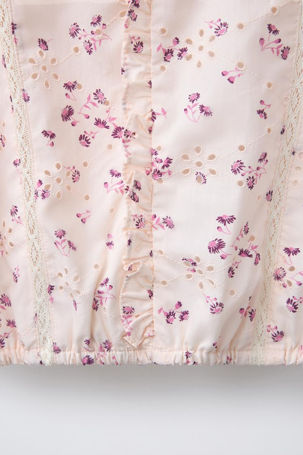 ZARA БЛУЗА С ЦВЕТОЧНЫМ ПРИНТОМ, ЭКРЮ